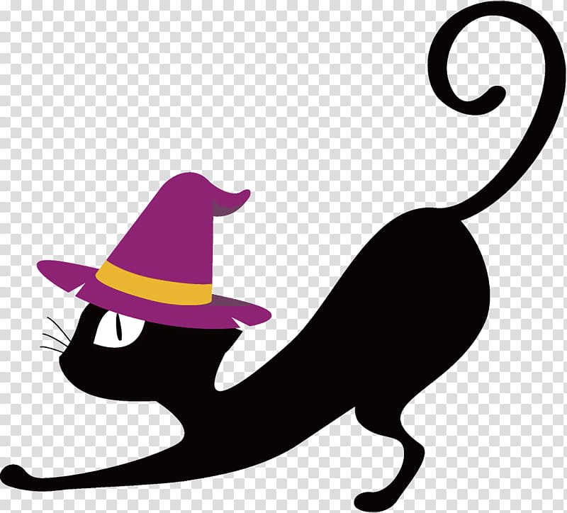 black cat halloween cat, Halloween , Tail, Hat, Small To Mediumsized Cats transparent background PNG clipart