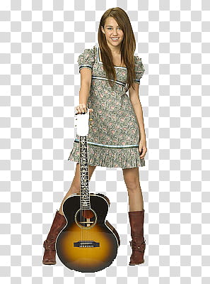 standing Miley Cyrus holding guitar transparent background PNG clipart