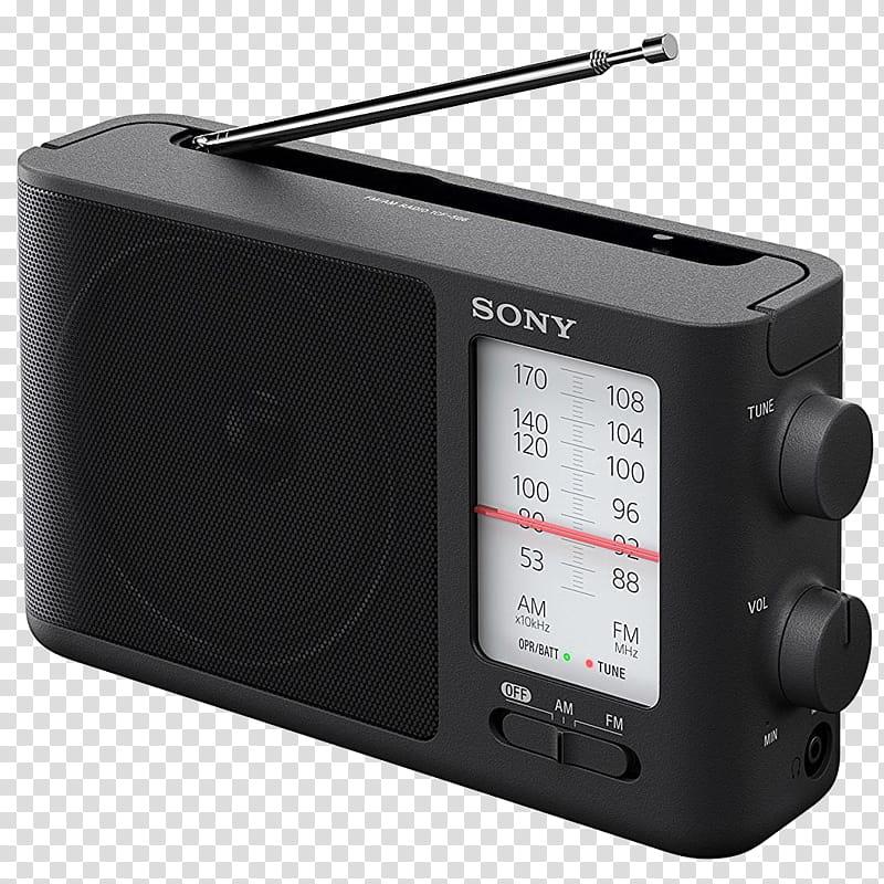 black Sony transistor radio transparent background PNG clipart