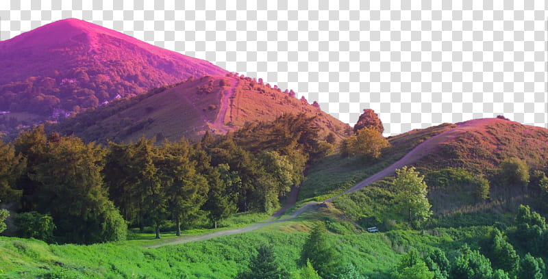 HD Pastel Mountains, road near trees and mountain during daytime transparent background PNG clipart