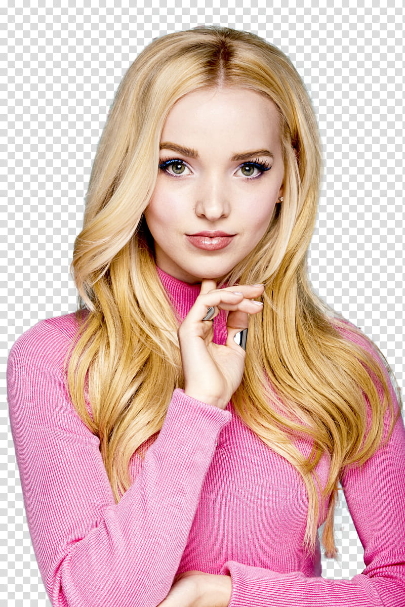 Dove Cameron, woman in pink sweater transparent background PNG clipart