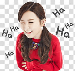 Red Velvet seulgi kakao talk emoji, woman wearing red sweater transparent background PNG clipart