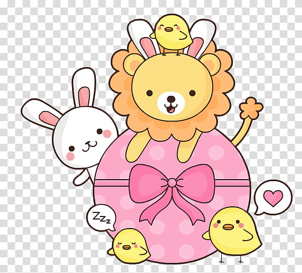 Pascua Easter, lion, rabbit, and chick illustration transparent background PNG clipart