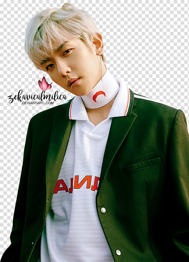 EXO CBX Baekhyun Blooming Days, man wearing white polo shirt transparent background PNG clipart