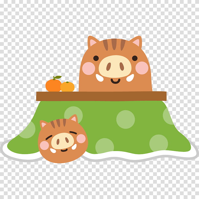 Japanese New Year Card Boar, Wild Boar, Pig, Sexagenary Cycle, Mochi, Daruma Doll, 2019, Noaidea transparent background PNG clipart