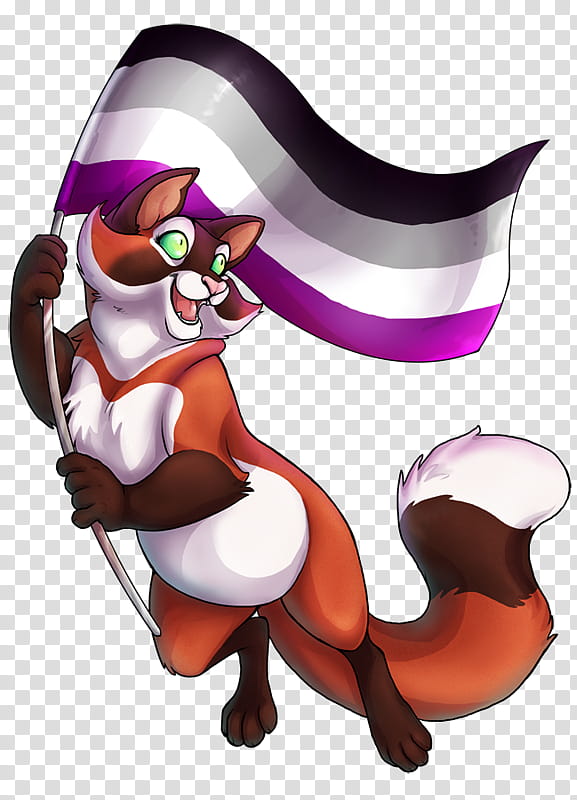 Asexual Pride: Niabi, furry holding a flag character transparent background PNG clipart