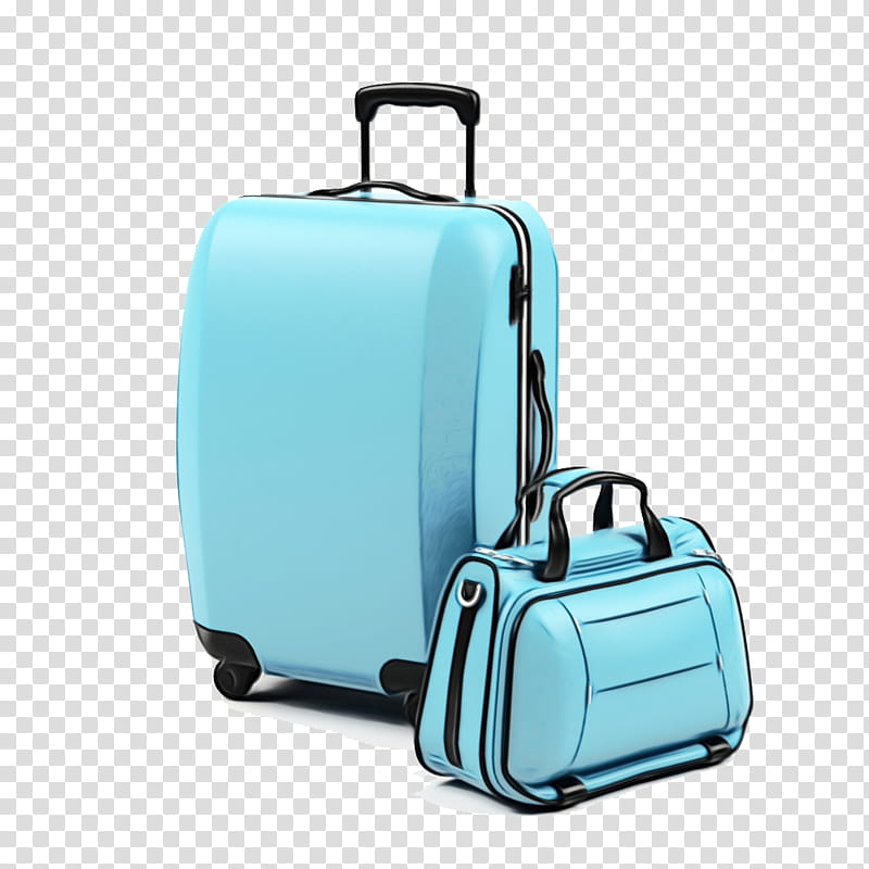 suitcase bag hand luggage baggage turquoise, Watercolor, Paint, Wet Ink, Aqua, Luggage And Bags, Travel, Rolling transparent background PNG clipart