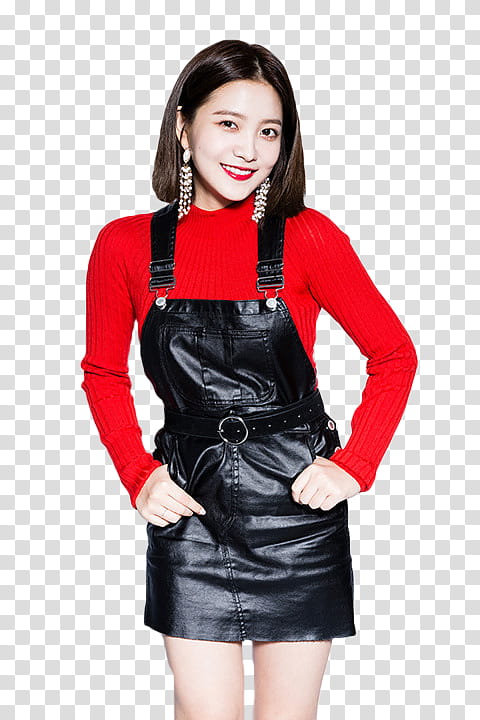 Red Velvet Reveluv Baby, smiling Red Velvet Yuri with both hands on pocket transparent background PNG clipart