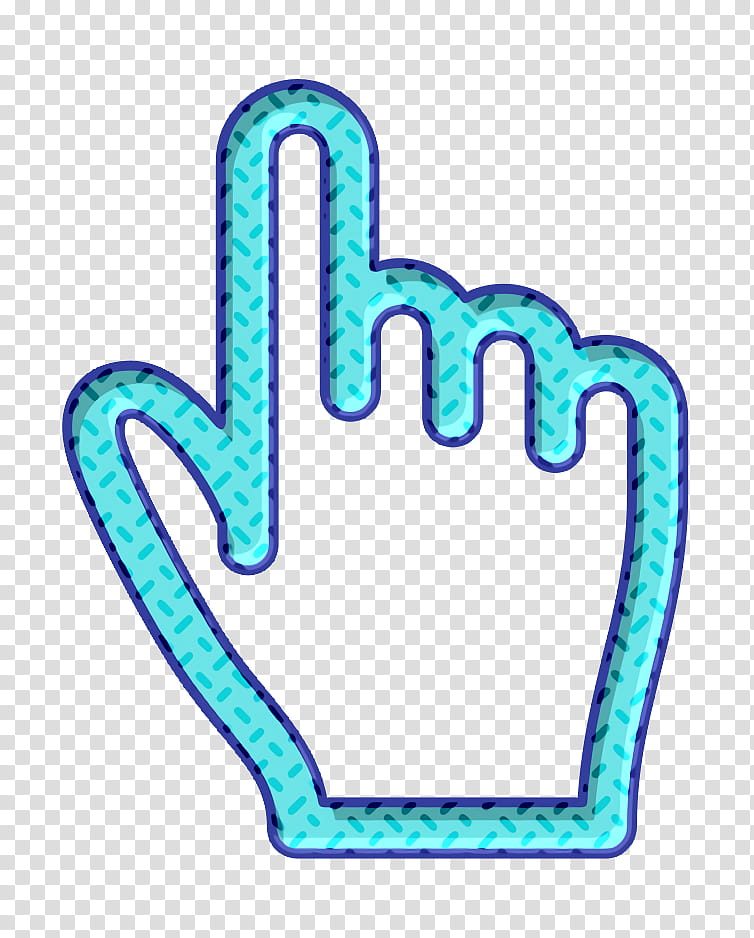 click icon finger icon touch icon, Turquoise, Aqua, Hand, Line transparent background PNG clipart