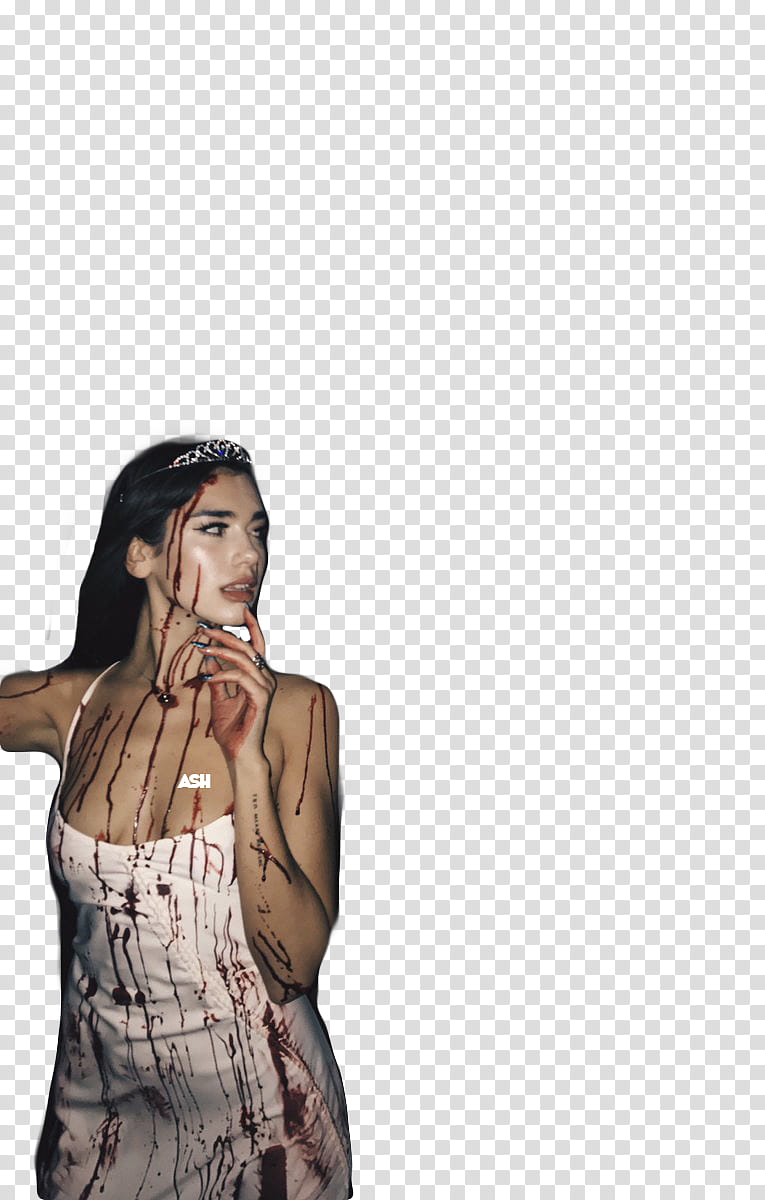 Dua Lipa Halloween, woman standing while wearing white sleeveless dress transparent background PNG clipart