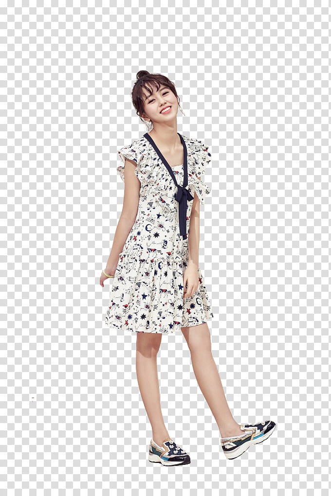 Kim So Hyun SOUP P, woman wearing white and black dress transparent background PNG clipart
