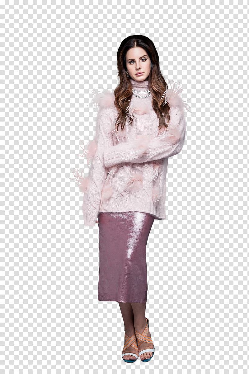 Lana Del Rey, woman standing while wearing white long-sleeved dress transparent background PNG clipart