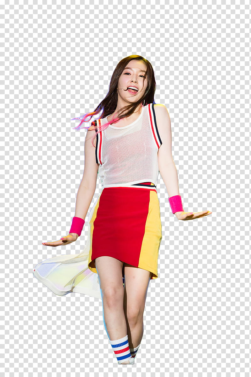 Red Velvet, smiling and standing woman with hands on her side transparent background PNG clipart