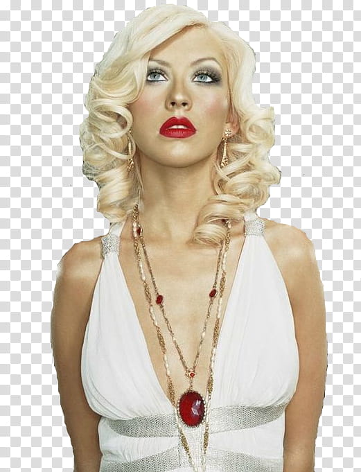 Christina Aguilera , woman wearing white sleeveless top while standing transparent background PNG clipart