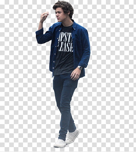 Harry Styles, man wearing blue dress shirt transparent background PNG clipart