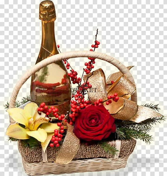 New Year Present, Food Gift Baskets, Champagne, Floral Design, Hamper, Candy, Fruit, Kiev transparent background PNG clipart
