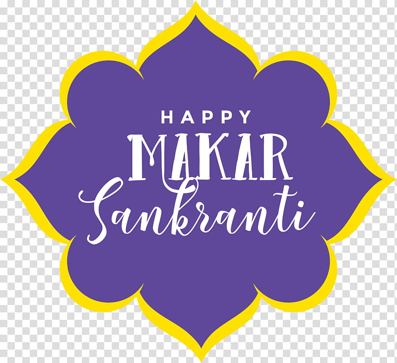 Happy Makar Sankranti Hinduism Harvest festival, Magha Mela, Maghi, Bhogi, Yellow, Logo, Text, Purple transparent background PNG clipart