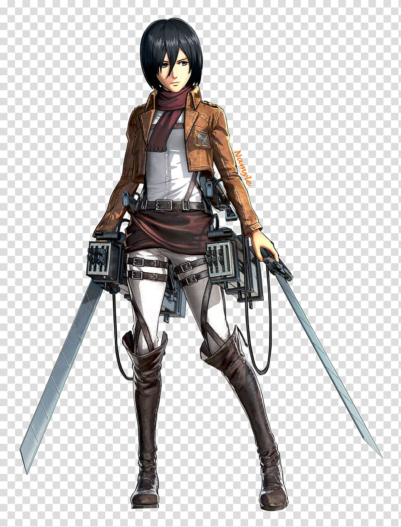 Mikasa Ackerman Render, Attack on Titan Mikasa holding blades transparent background PNG clipart