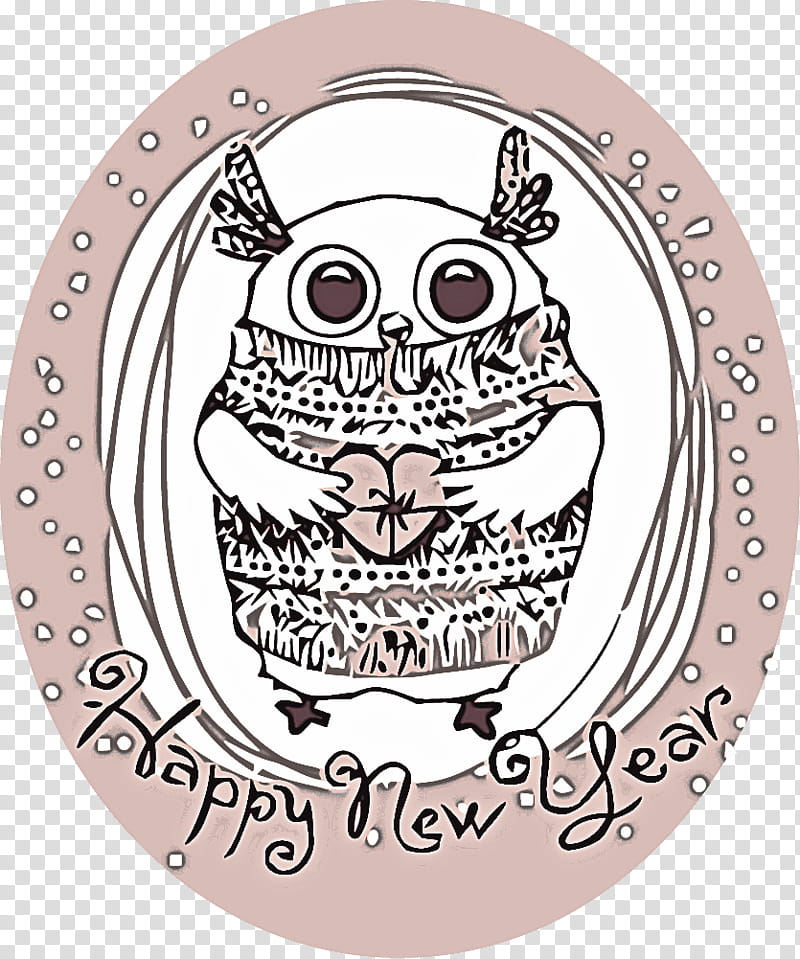 happy new year, Owl, Pink, Circle, Bird Of Prey transparent background PNG clipart