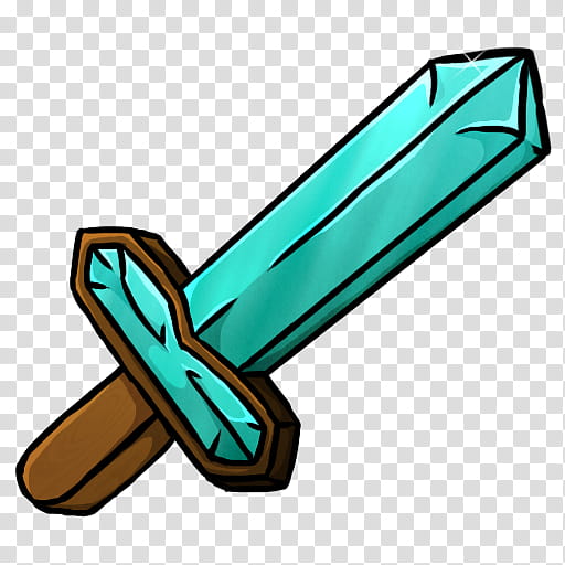 MineCraft Icon  , Diamond Sword, shining green and brown sword illustration transparent background PNG clipart