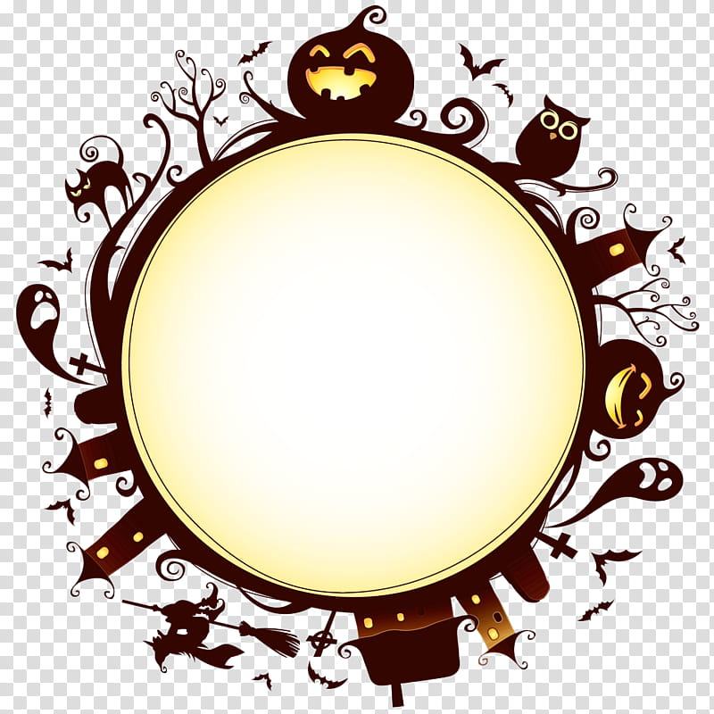 Halloween Cartoon, Watercolor, Paint, Wet Ink, Halloween , Halloween Tree, Circle transparent background PNG clipart