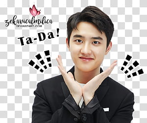 EXO LINE Stickers, EXO DO with his hands below his face transparent background PNG clipart