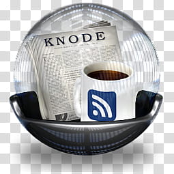 Sphere   , Knode newspaper and white ceramic mug on black bowl transparent background PNG clipart