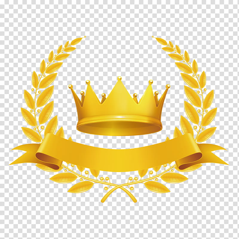 Crown Logo, Laurel Wreath, Gold, Yellow, Symbol transparent background PNG clipart