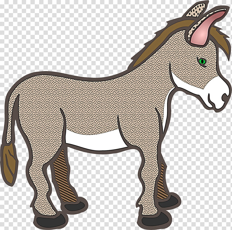 animal figure burro horse cartoon mane, Mare, Colt transparent background PNG clipart