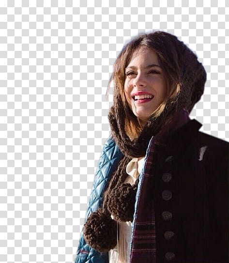 Martina Stoessel, smiling woman wearing maroon scarf transparent background PNG clipart
