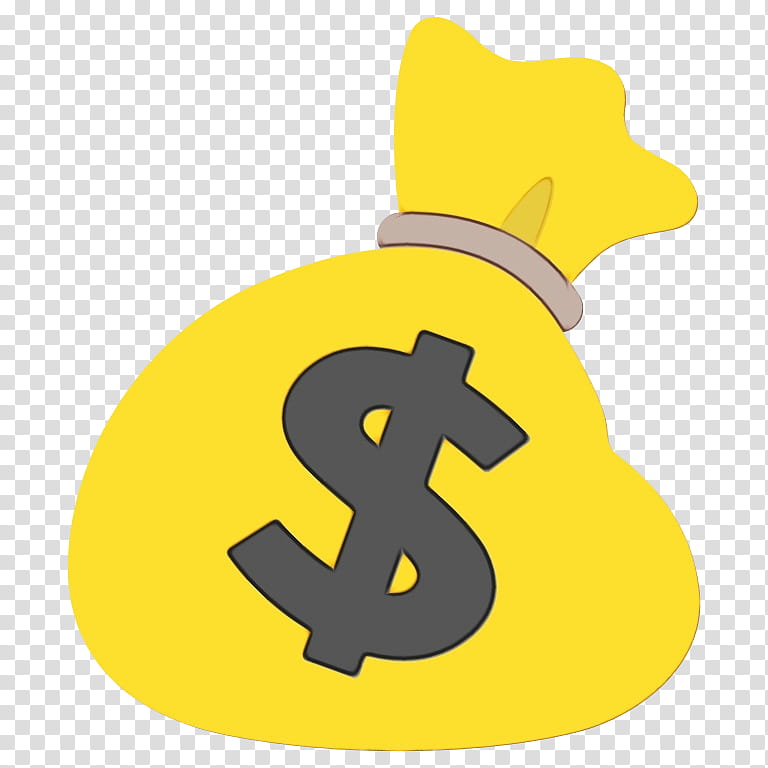 Money Bag Emoji, Sticker, Bank, Cash, Yellow, Symbol, Currency, Dollar transparent background PNG clipart