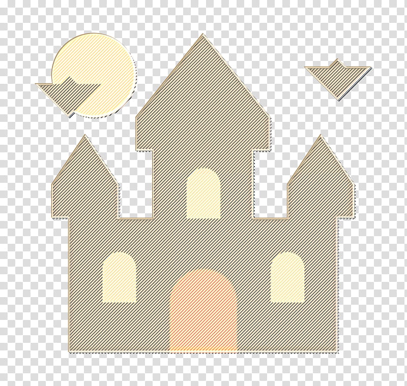 castle icon dracula icon halloween icon, Horror Icon, Property, House, Architecture, Real Estate, Logo, Beige transparent background PNG clipart