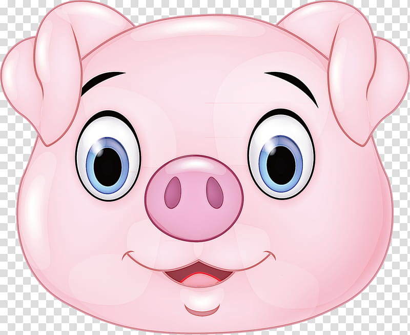 face cartoon pink snout nose, Suidae, Head, Cheek, Skin transparent background PNG clipart