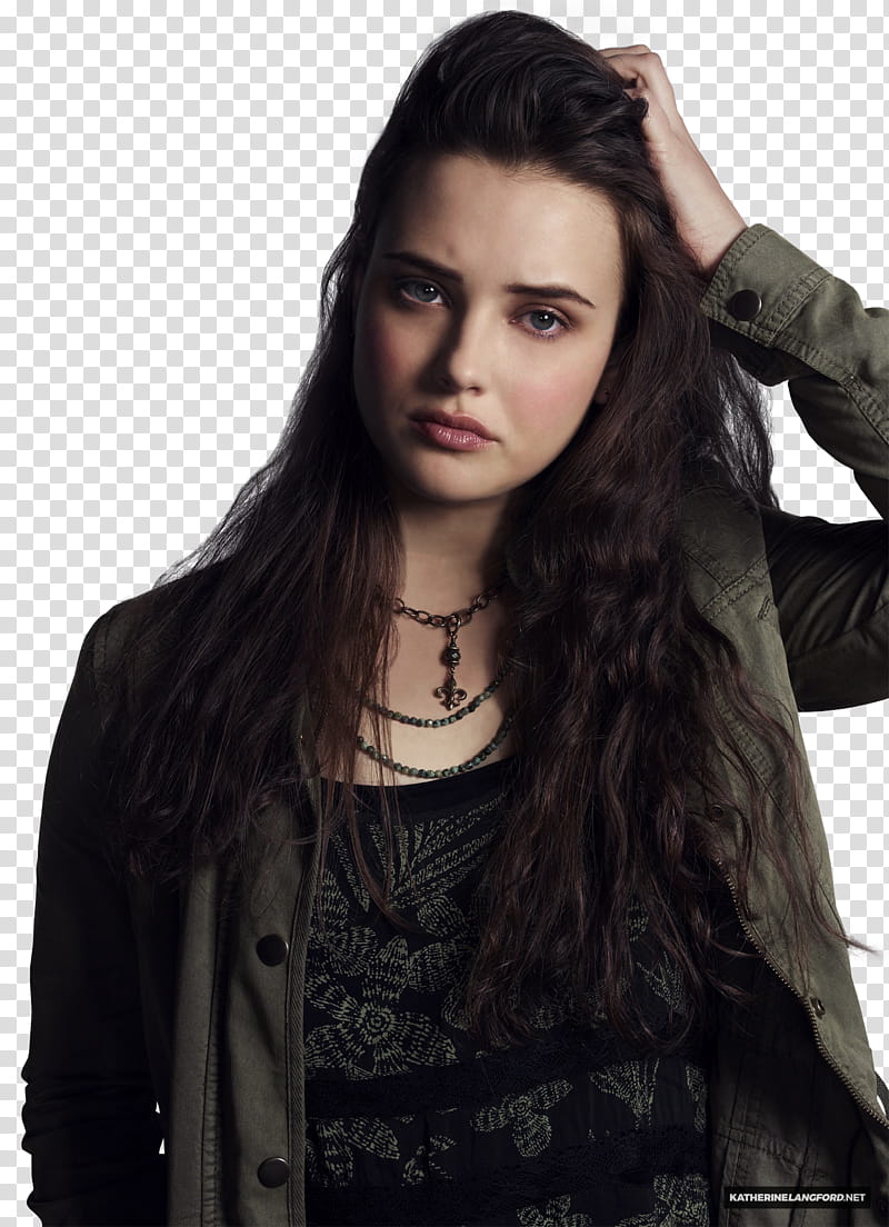 Katherine Langford, woman wearing black jacket transparent background PNG clipart