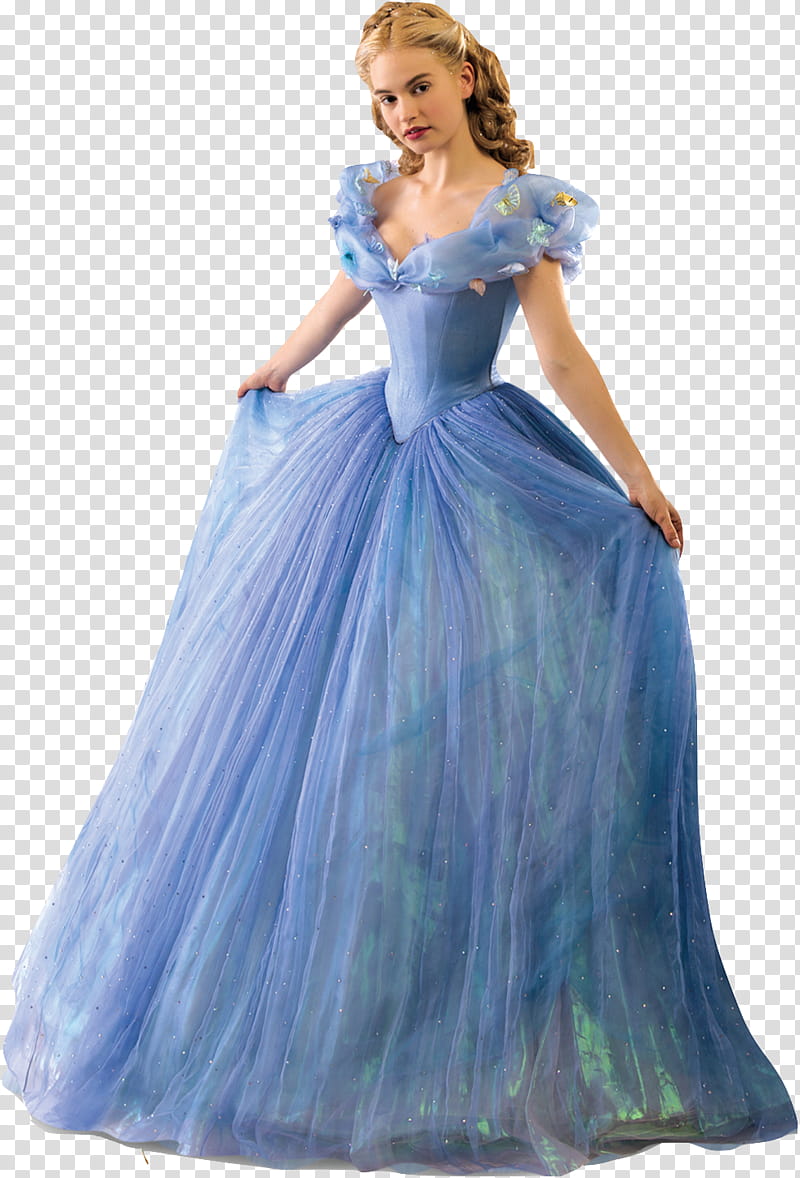 Lily James as Cinderella Full Body  transparent background PNG clipart