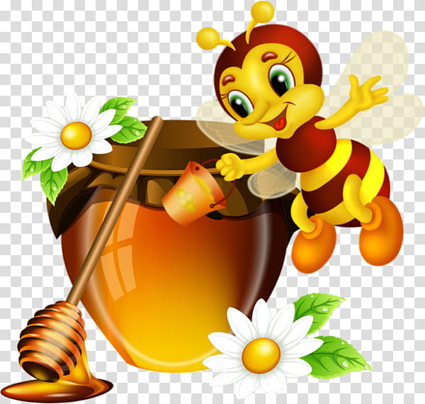 Honey, Bee, Honeycomb, Honey Bee, Honeybee, Cartoon, Membranewinged Insect, Yellow transparent background PNG clipart