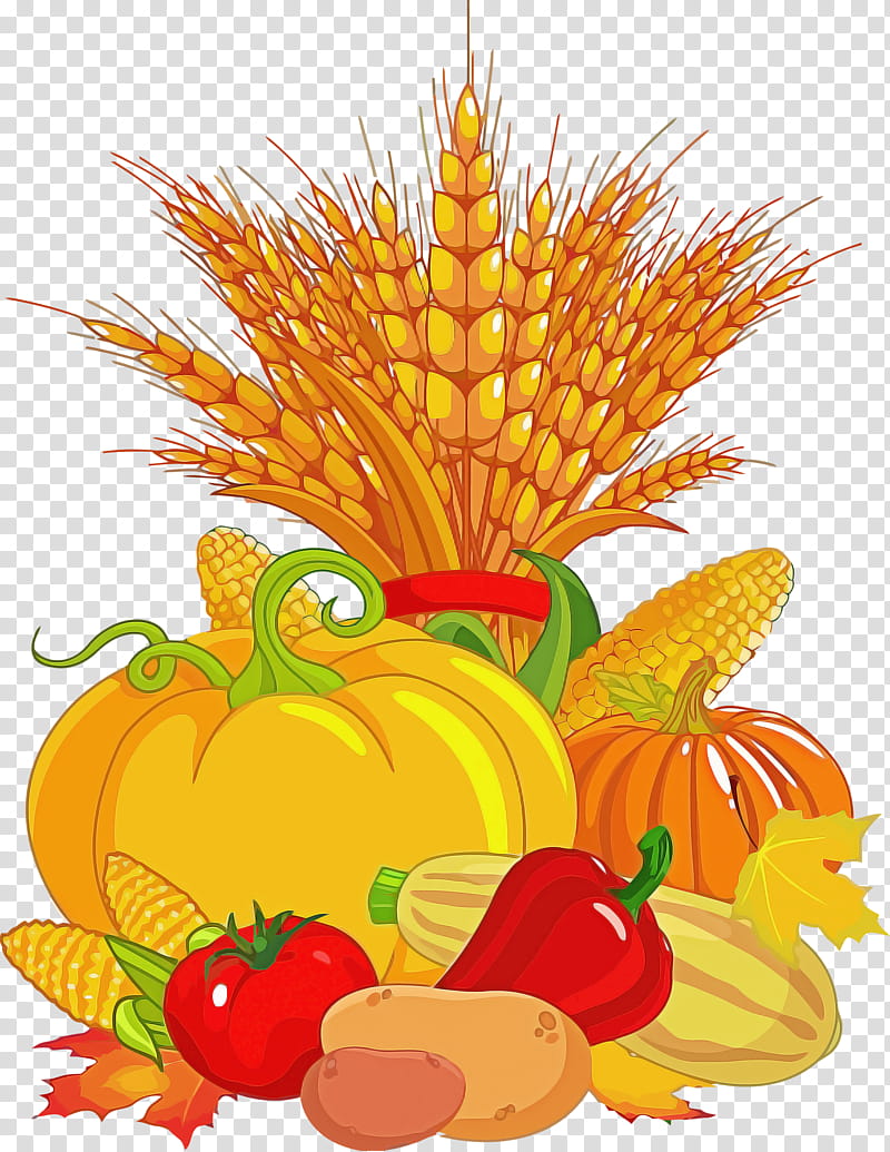 harvest pumpkin wheat thanksgiving, Autumn, Natural Foods, Food Group, Pineapple, Fruit, Plant, Vegetarian Food transparent background PNG clipart