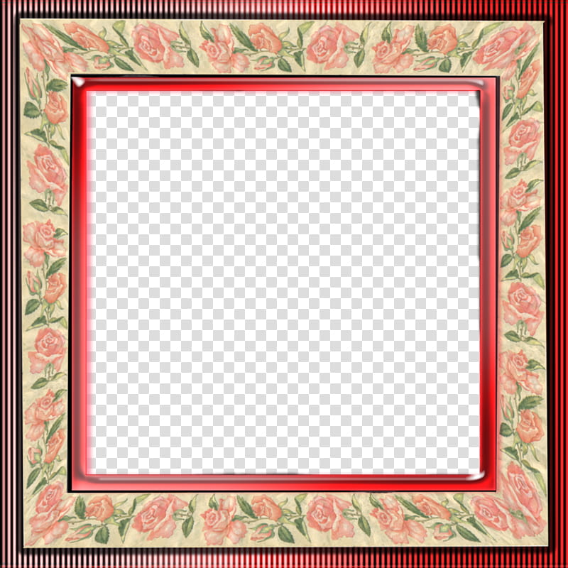 rose frame, green and red floral frame transparent background PNG clipart