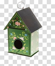 green and multicolored floral bird house transparent background PNG clipart