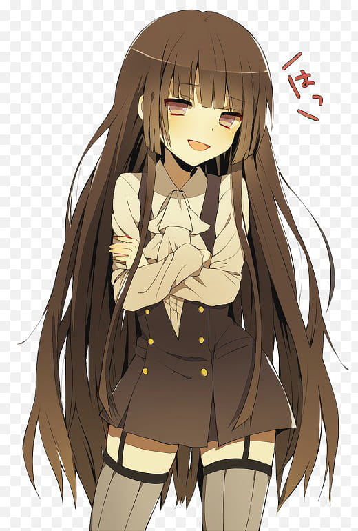 Cute anime girl  cartoon anime long hair kneeling brown hair hime  cut sitting illustration black hair HD phone wallpaper  Pxfuel