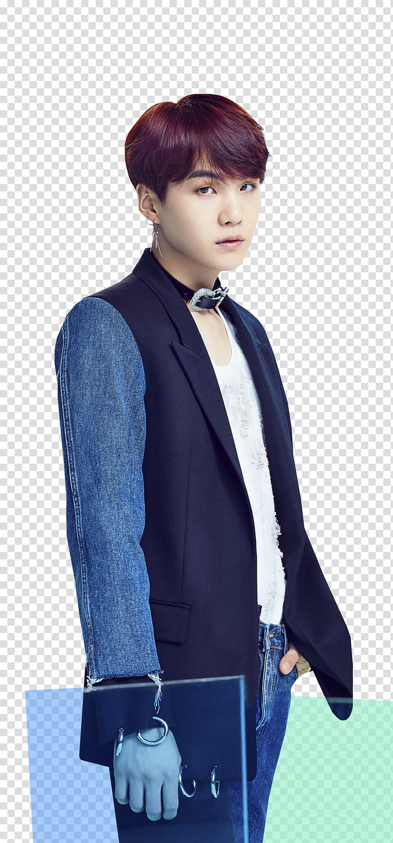 BTS FAKE LOVE Japanese Ver, men's black and blue suit jacket transparent background PNG clipart