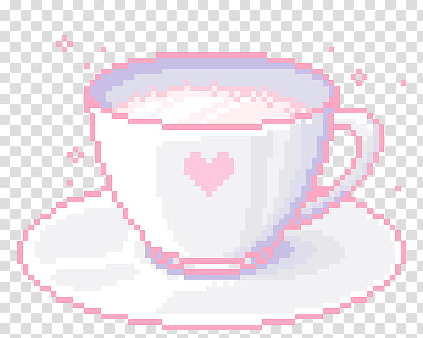 Pixel, white and pink cup on saucer illustration transparent background PNG clipart