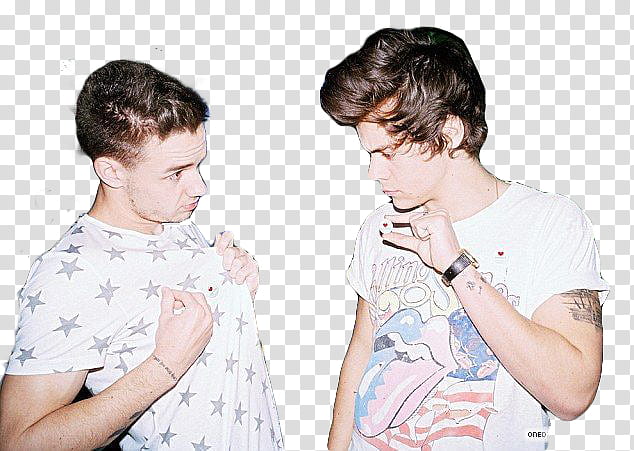 Harry Styles and Liam Payne, two men wearing white t-shirts transparent background PNG clipart
