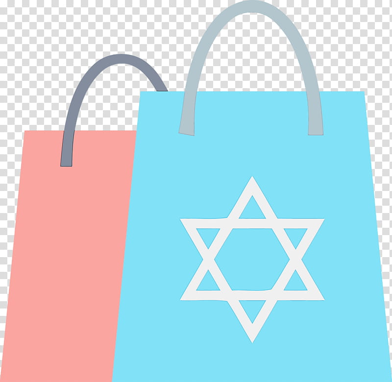 Shopping bag, Happy Hanukkah, Watercolor, Paint, Wet Ink, Handbag, Aqua, Turquoise transparent background PNG clipart