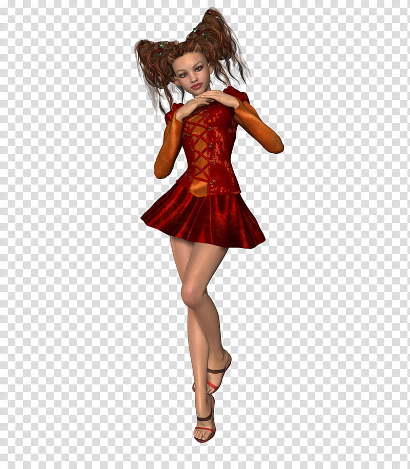 TWD Pretty Girly Girls, woman in red dress figurine transparent background PNG clipart