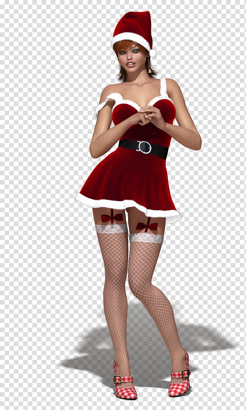 nr , woman wearing Mrs. Claus costume standing transparent background PNG clipart
