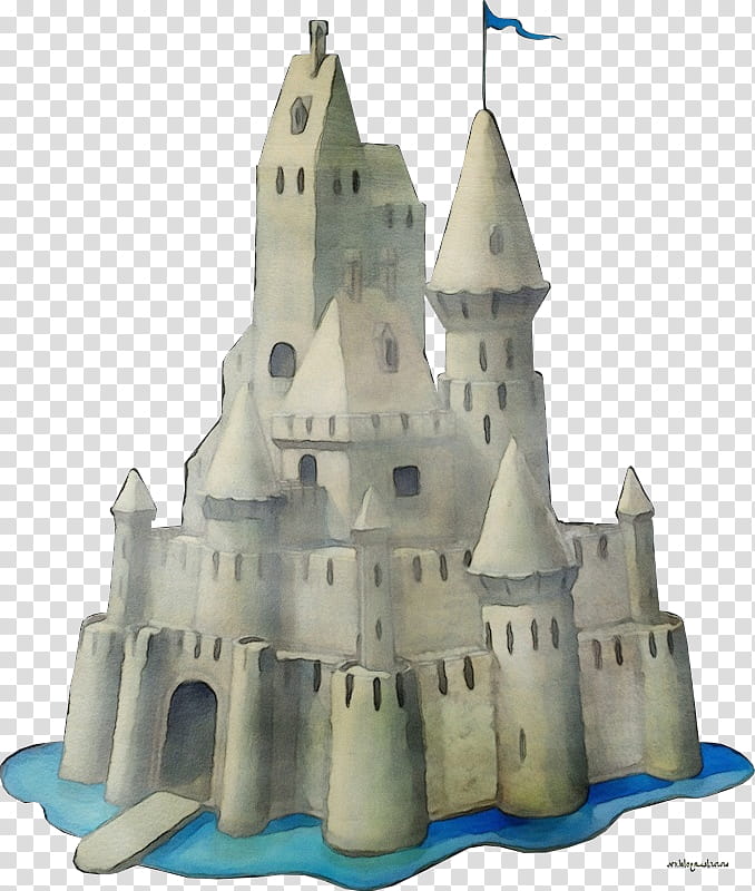 Cartoon Castle, Watercolor, Paint, Wet Ink, Middle Ages, Medieval Architecture, Drawing, Turret transparent background PNG clipart