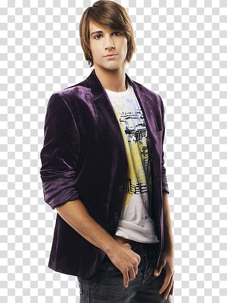 James Maslow, man wearing purple suit coat over white t-shirt transparent background PNG clipart