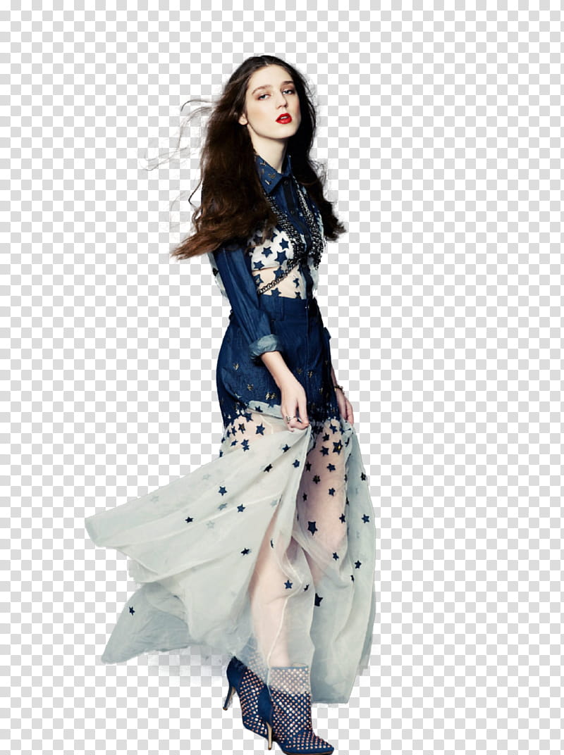 Birdy Render, woman in blue and white polka dot dress transparent background PNG clipart