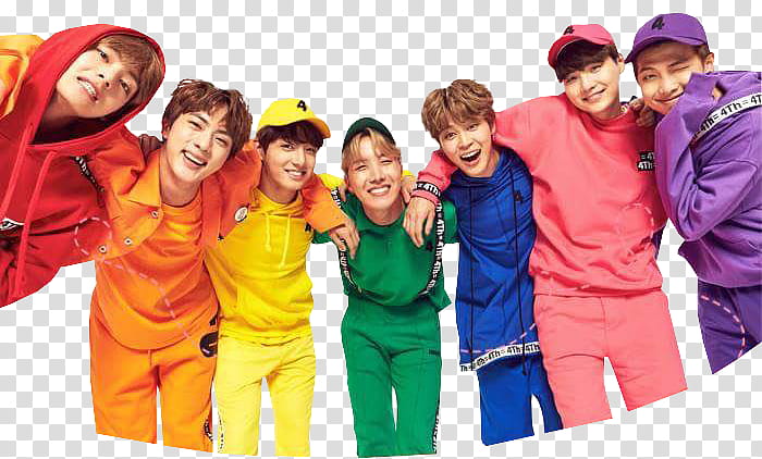 BTS, seven smiling men posing for transparent background PNG clipart